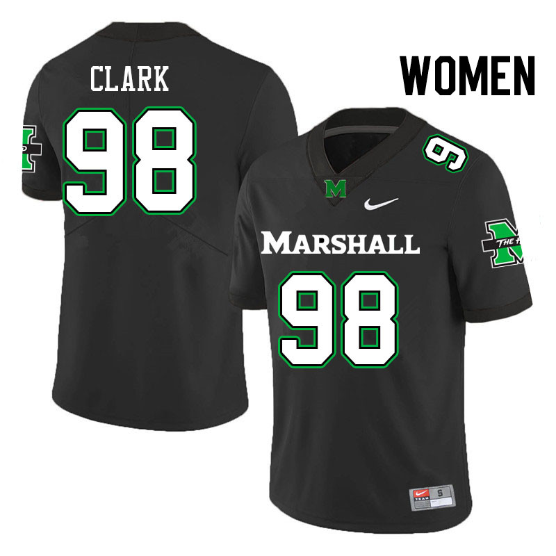 Women #98 Alec Clark Marshall Thundering Herd College Football Jerseys Stitched Sale-Black - Click Image to Close